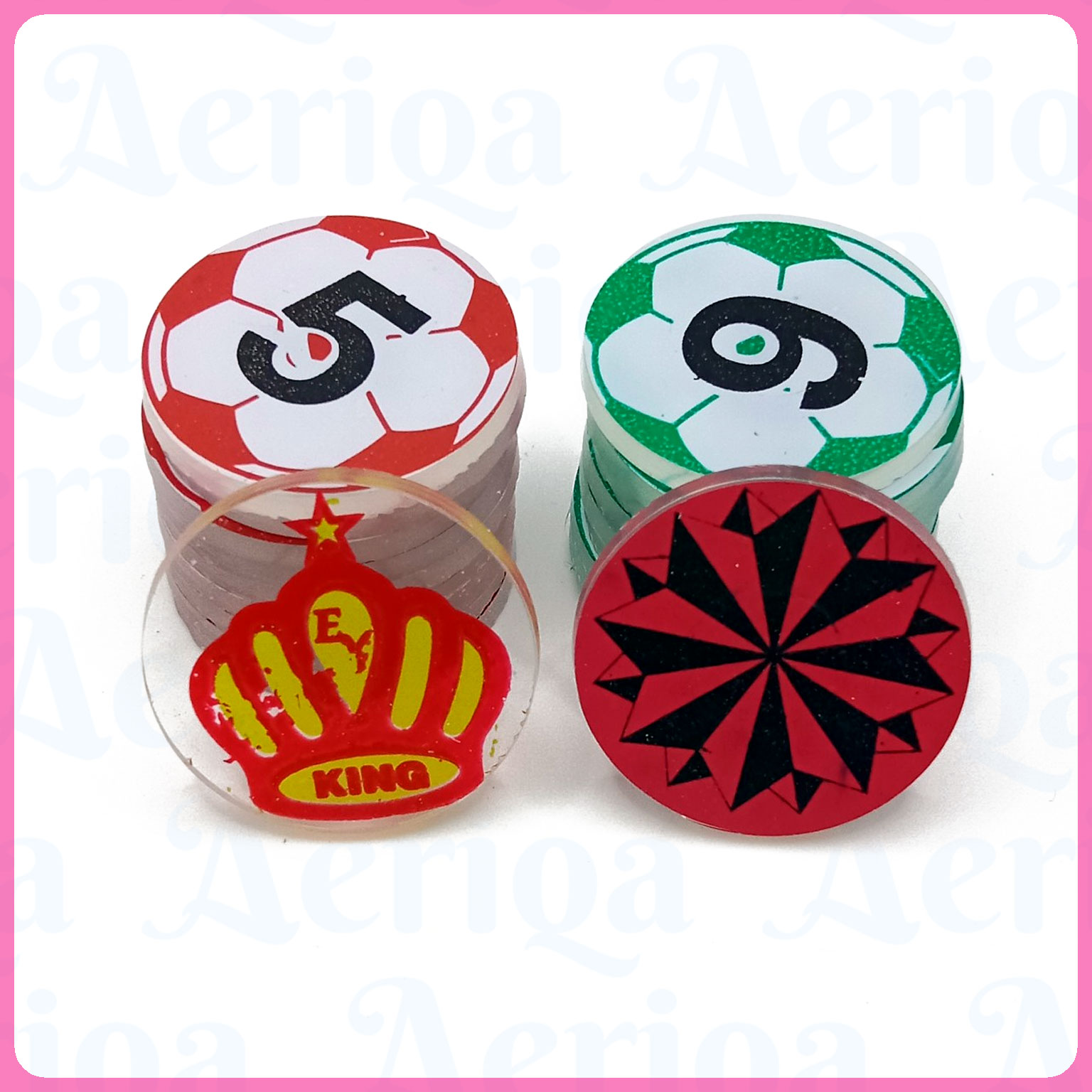 Biji Karambol Set Plastik Motif Karakter – Koin Pion Carrom Board Licin (Lengkap Raja)